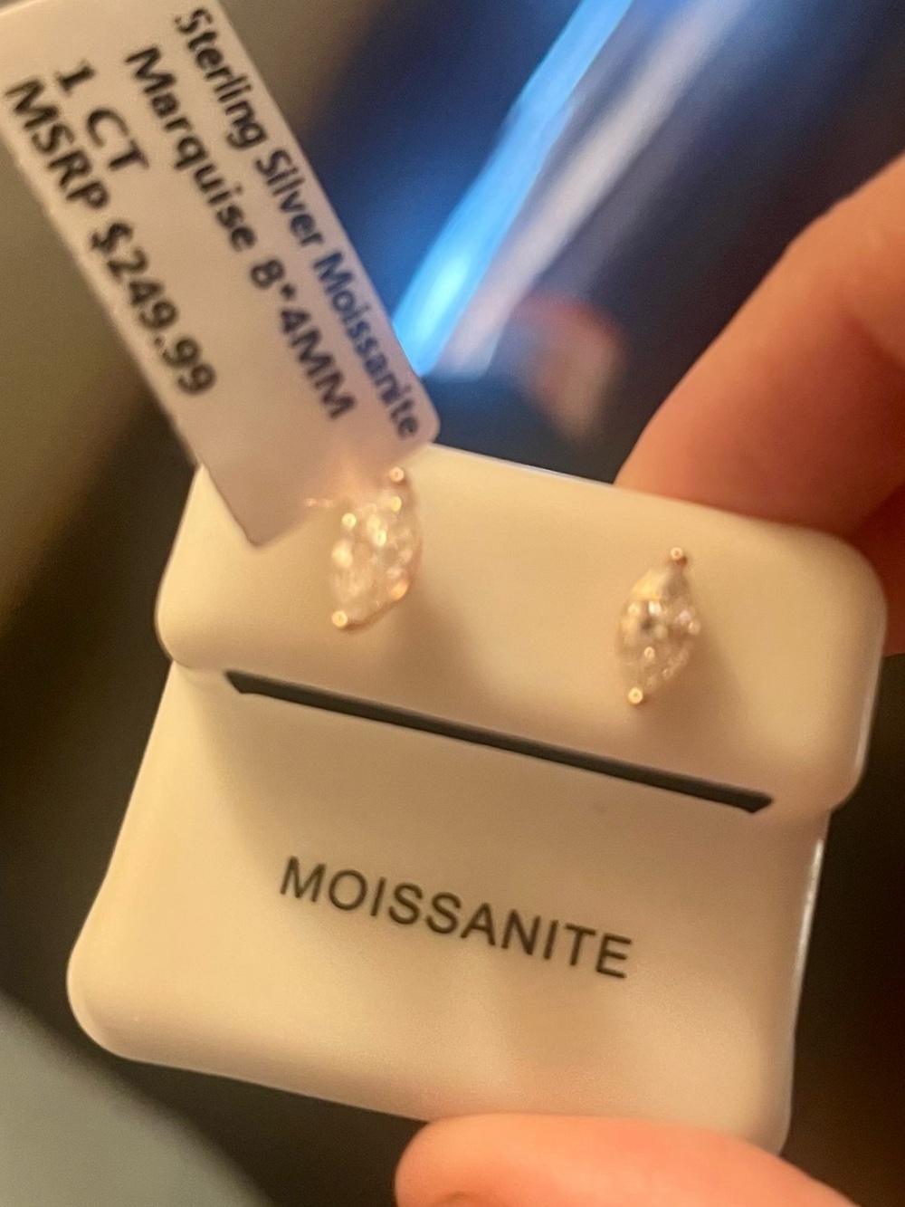 Moissanite Marquise Stud Earrings in Rose Gold